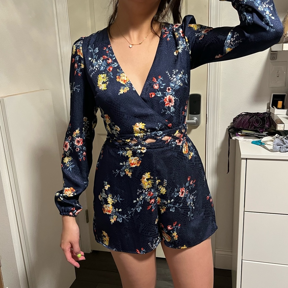 Flowers blue jumpsuit